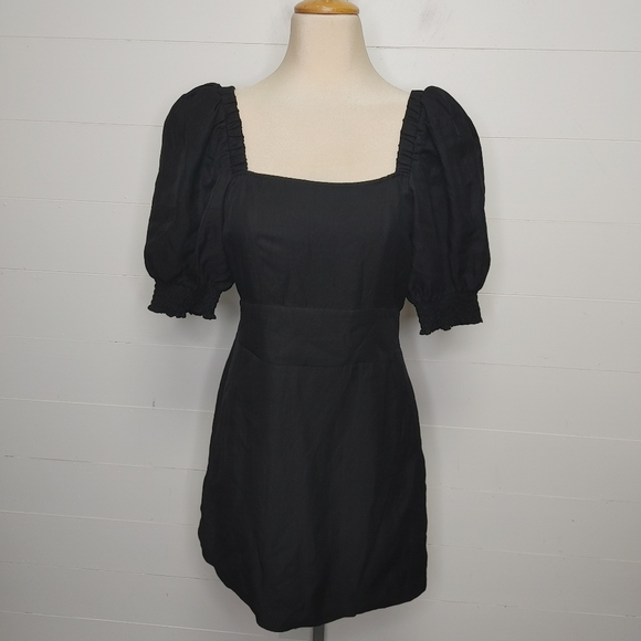 ba&sh Palaia linen blend puff sleeve dress size S - Picture 2 of 15